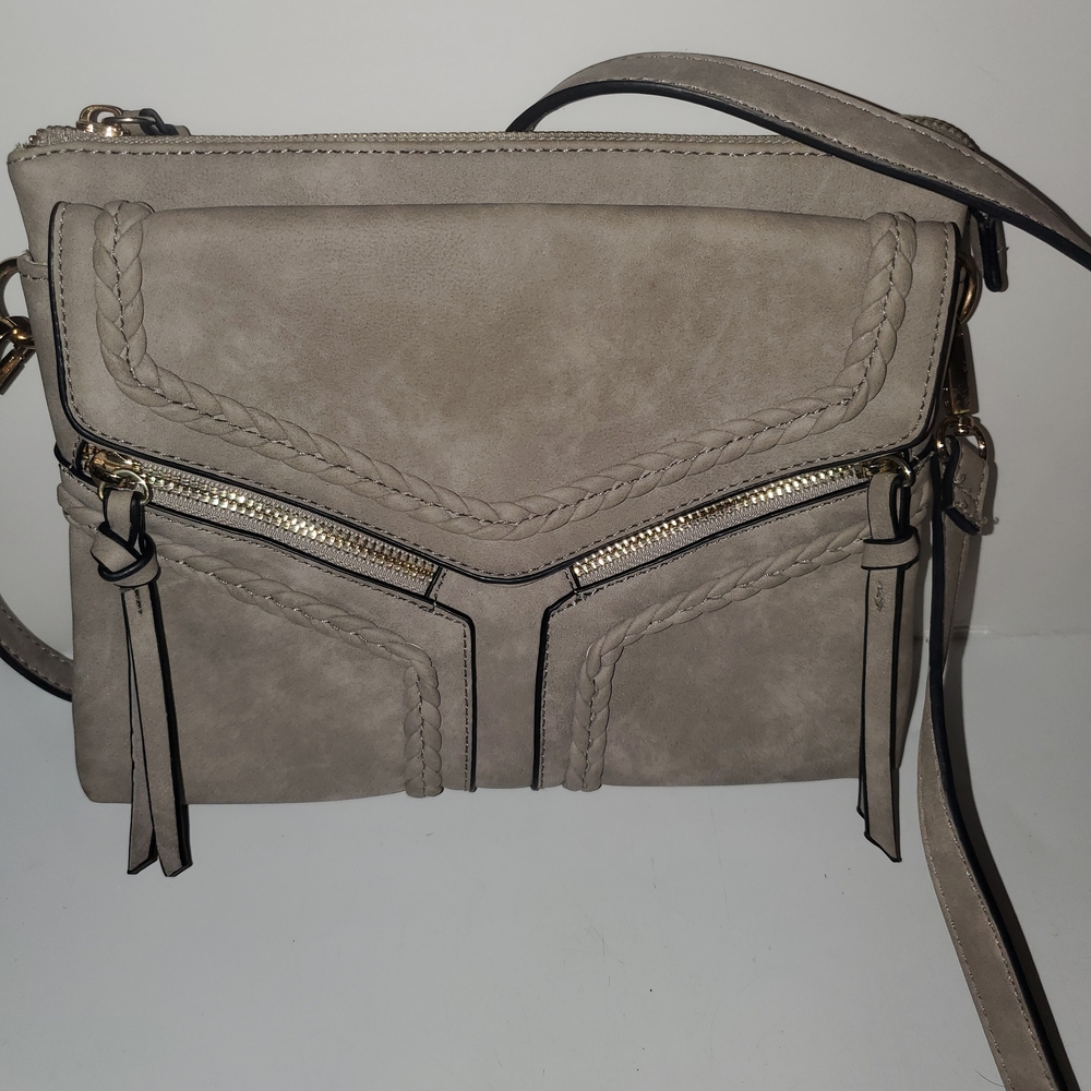 Altar'd State Taupe Crossbody Bag with Braided Detail